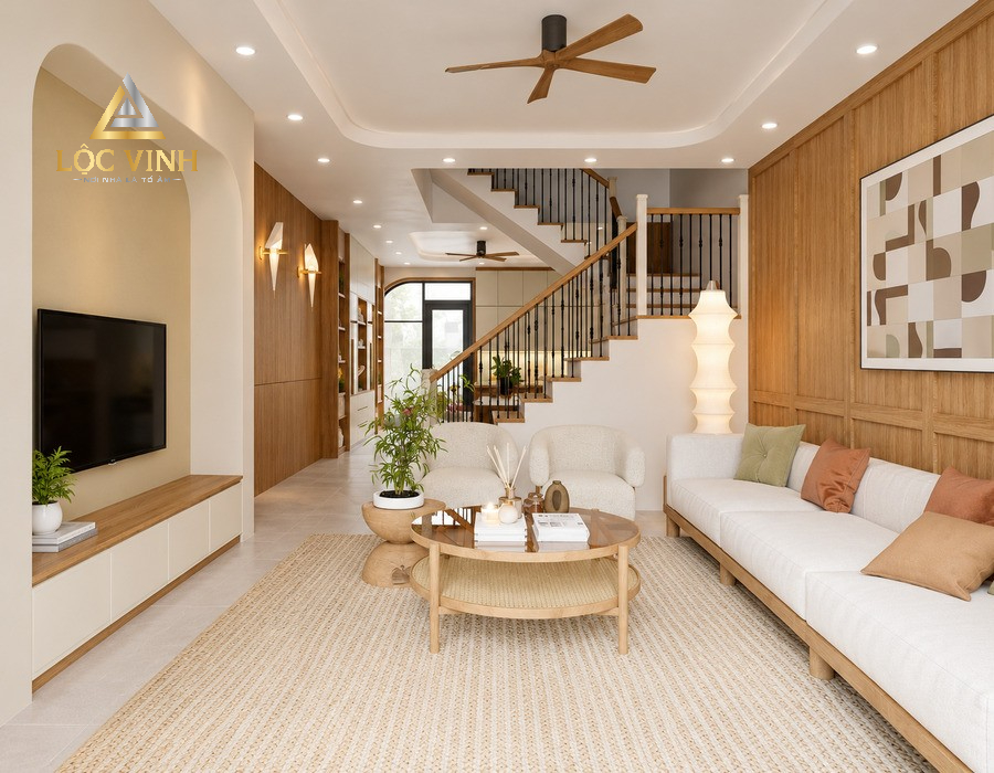 nội thất phòng khách nhà ống hiện đại
